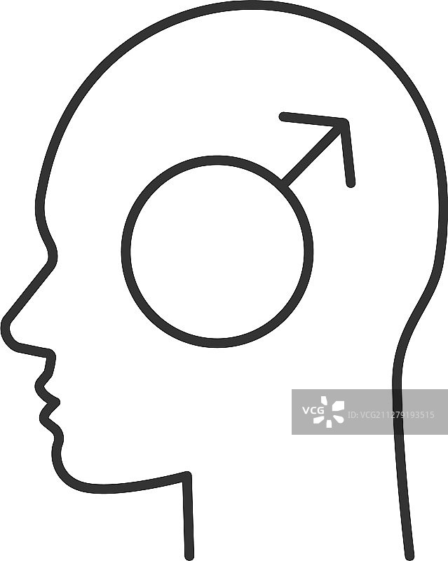 带男性符号线性图标的人头图片素材