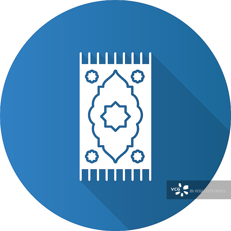 祈祷垫扁平设计长阴影字形图标图片素材