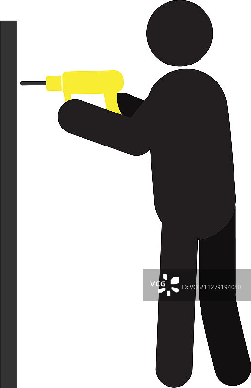 男人钻墙轮廓图标图片素材