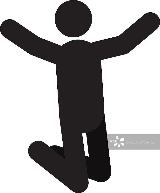 高兴的跳跃的人剪影图标图片素材