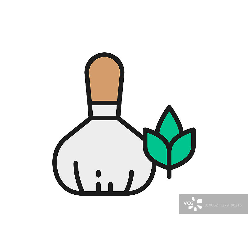 泰式按摩草药包扁平线条图标图片素材
