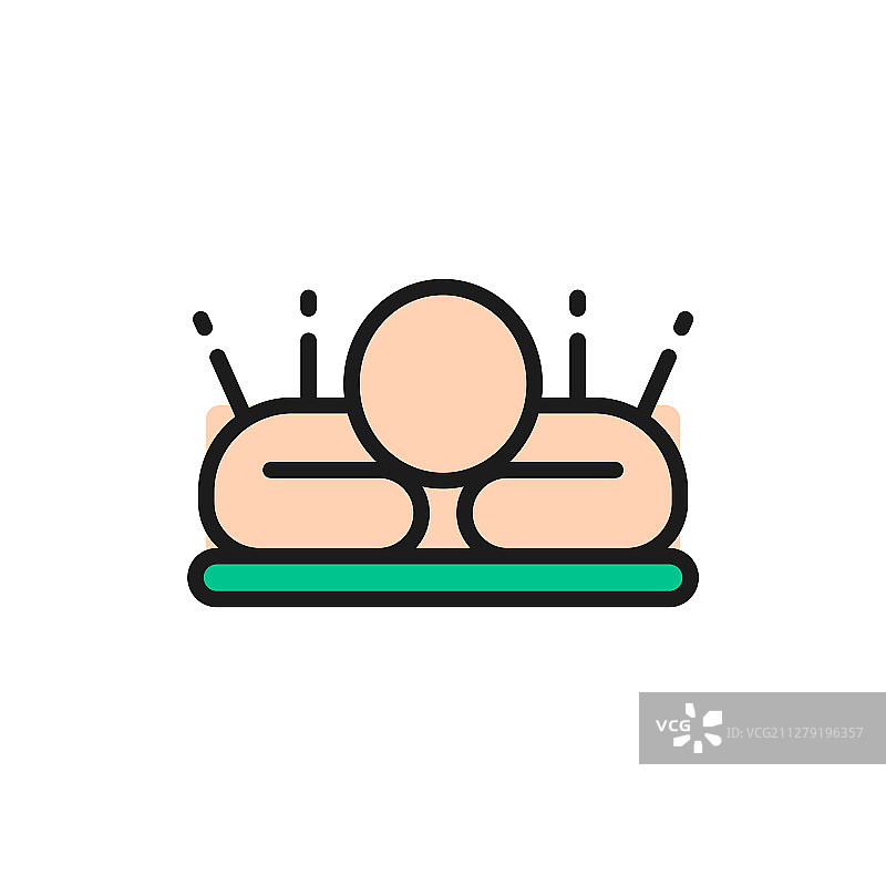 身体针灸按摩扁平彩色线条图标图片素材