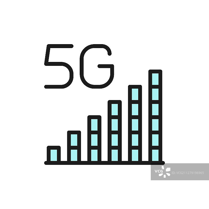 5G互联网信号条扁平线条图标图片素材