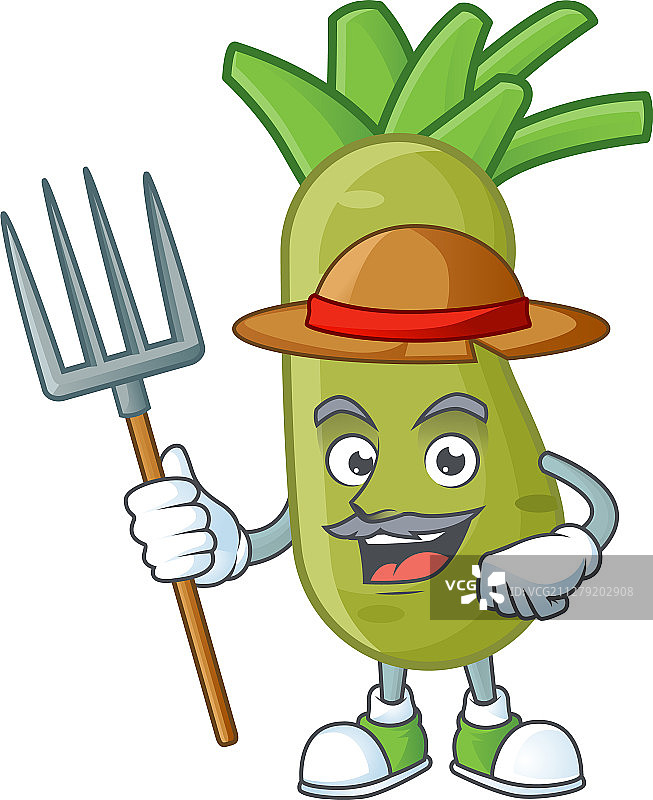 戴着帽子的快乐农民芥末卡通吉祥物图片素材