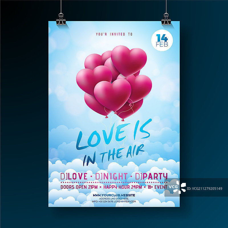 情人节派对宣传单排版设计图片素材