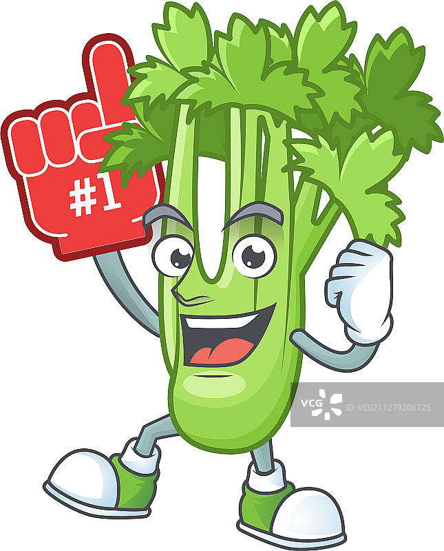 卡通风格的有趣芹菜植物吉祥物，带着泡沫图片素材