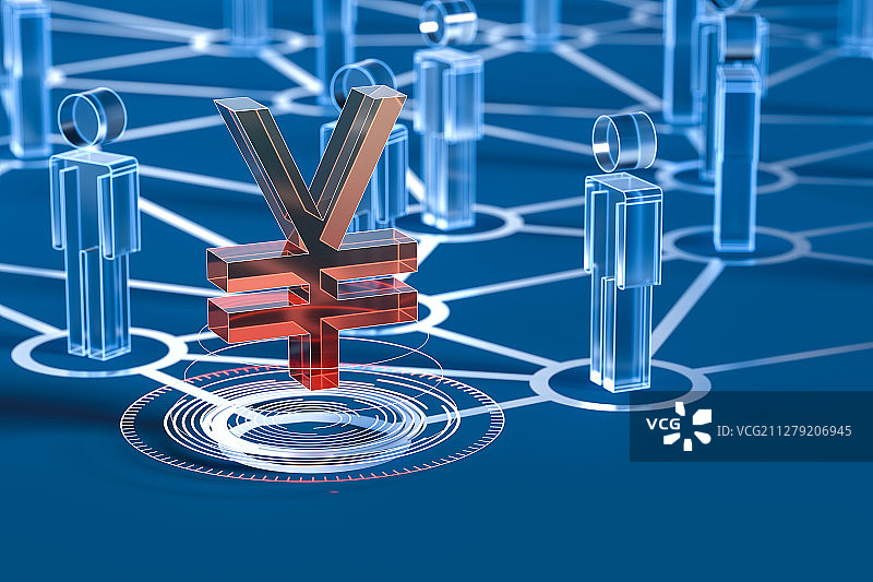 3D人群和货币符号图片素材