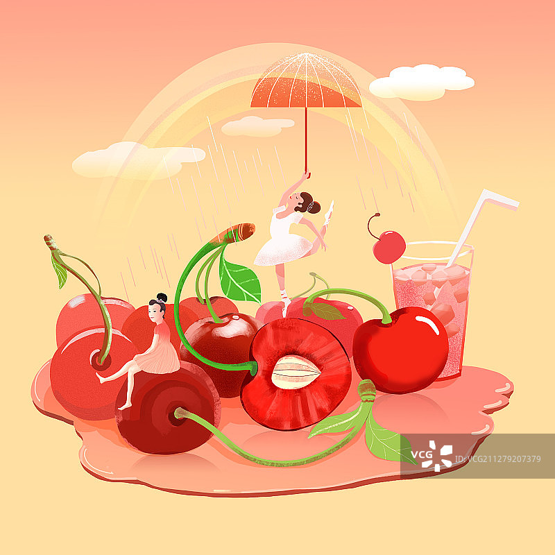 六月樱桃雨图片素材