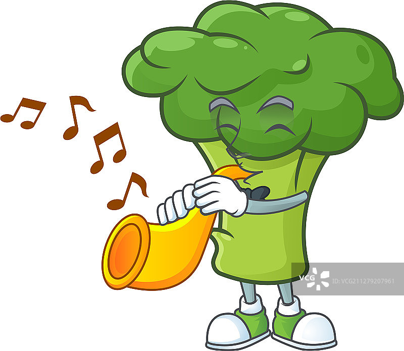 快乐的绿色西兰花卡通角色图片素材