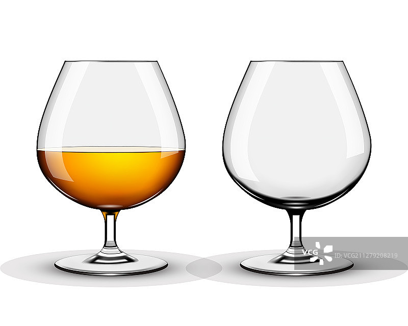 两个空的白兰地酒杯图片素材