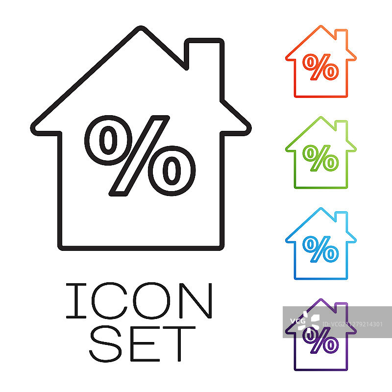 带有折扣标签的黑色房屋图标图片素材