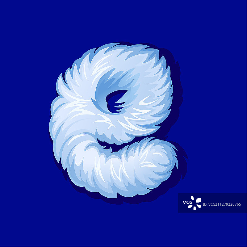 蓬松的E字Logo白色毛皮卡通宠物图片素材