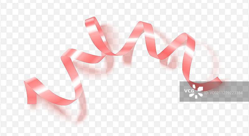 透明背景上带阴影的粉色丝带图片素材