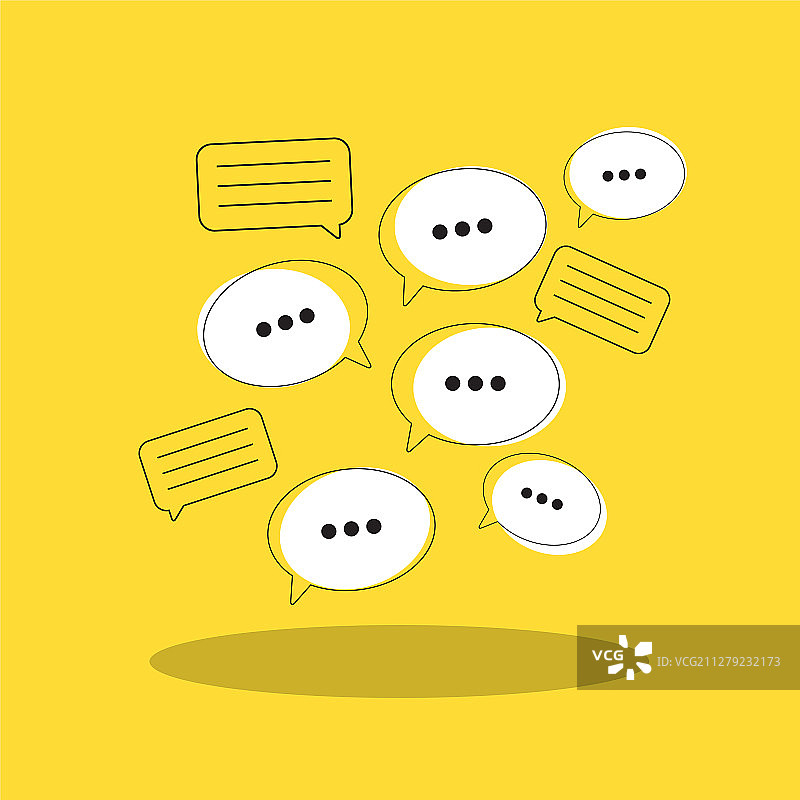 带有语音气泡的社交媒体扁平概念图片素材