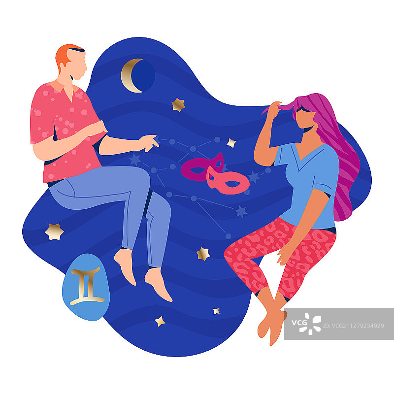 双子座情侣星座图片素材