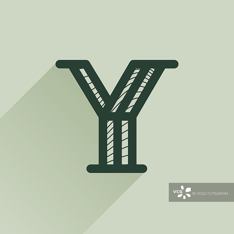 复古货币风格线条Y字母标志图片素材