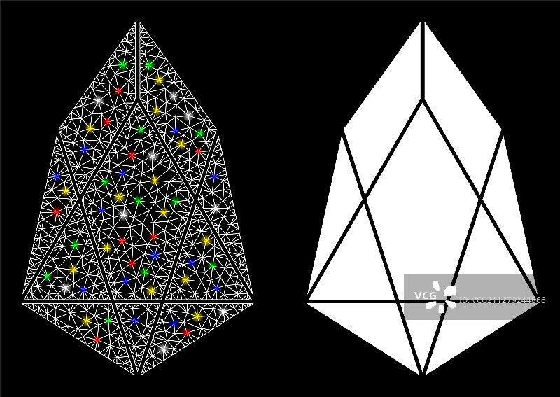 带光斑的EOS货币2D网格图标图片素材