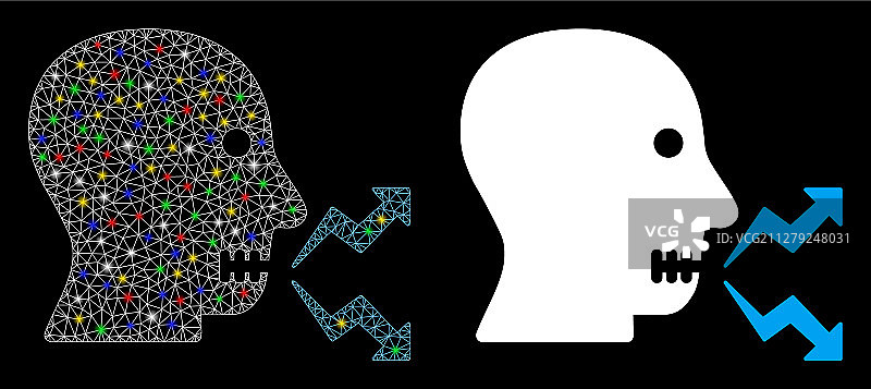 带闪光的网格2D愤怒人物喊叫图标图片素材