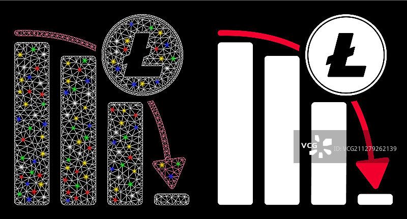 光晕网格线框莱特币坠落图片素材