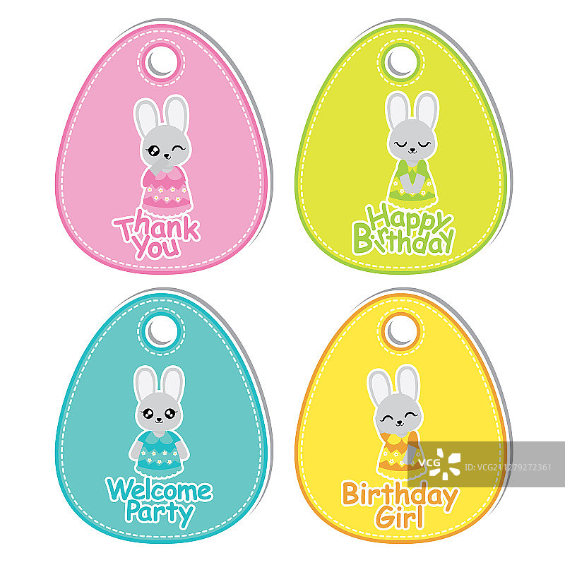 可爱的彩色卡通兔子女孩图片素材