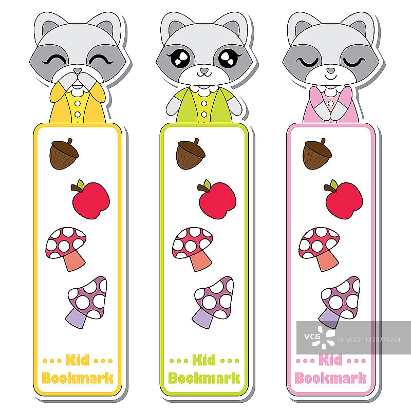 可爱浣熊女孩与苹果卡通印花图片素材