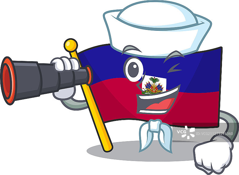 快乐海地水手旗卷轴卡通设计图片素材