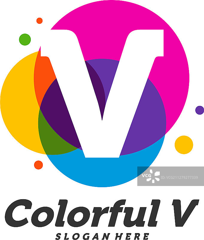 V字母彩色标志设计理念图片素材