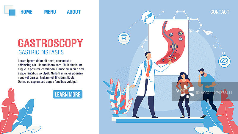 胃镜检查医疗科室扁平风引导页图片素材