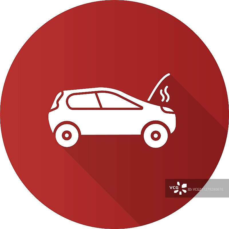 爆胎汽车扁平设计长阴影标志图片素材