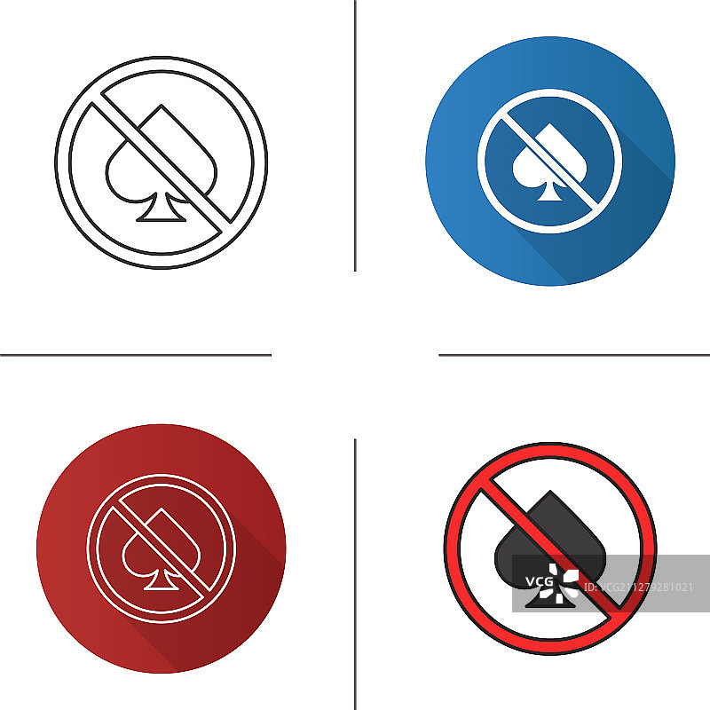 禁止标志与黑桃图案图片素材
