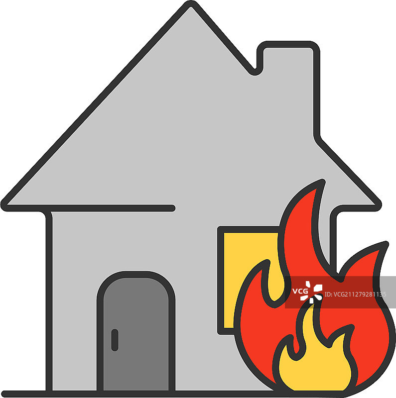 燃烧的房子彩色图标图片素材