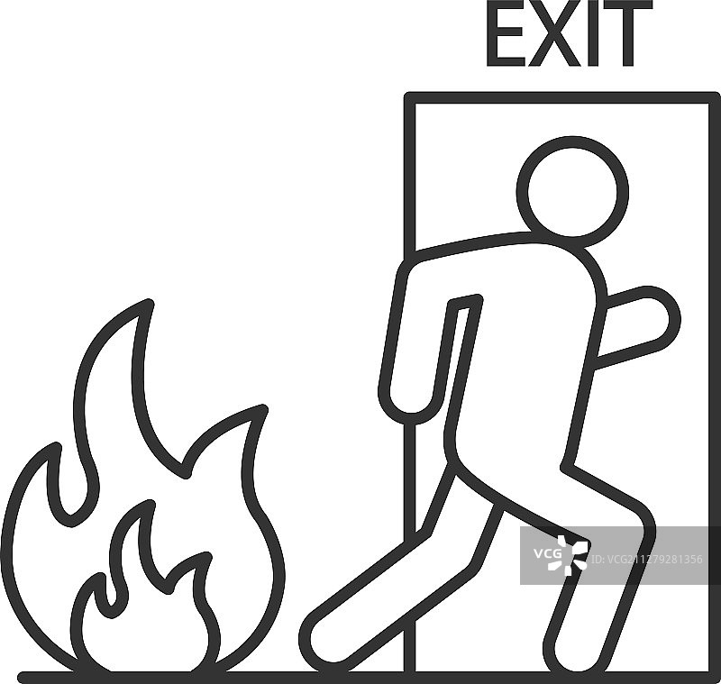 带人形线性图标的消防紧急出口图片素材