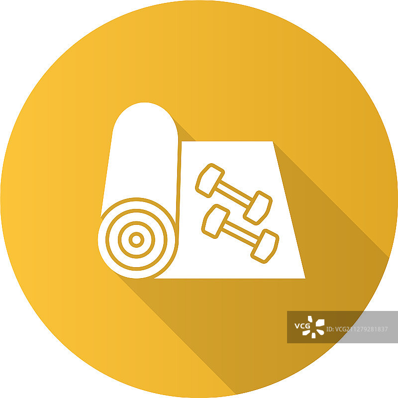 带哑铃的训练垫扁平风格设计图片素材