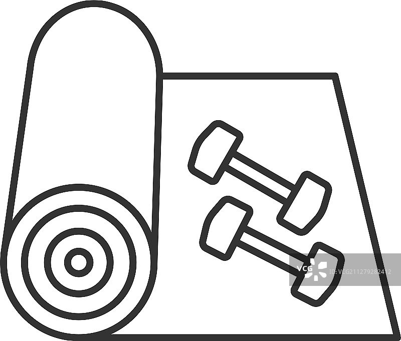 带哑铃的训练垫线性图标图片素材