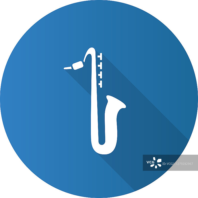 萨克斯管扁平设计长阴影标志图标图片素材