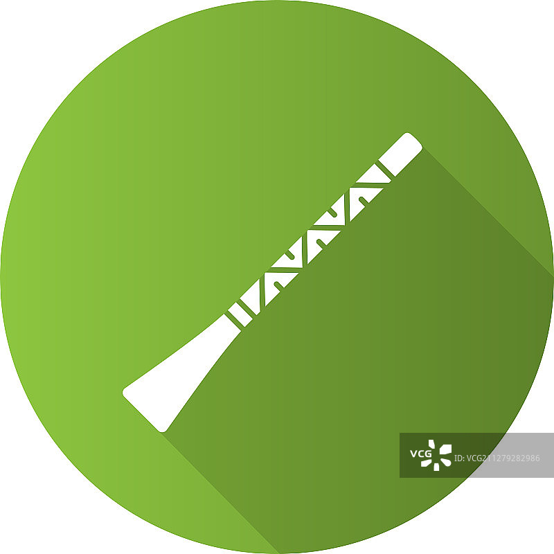 迪吉里杜管乐器扁平设计长阴影字形图标图片素材