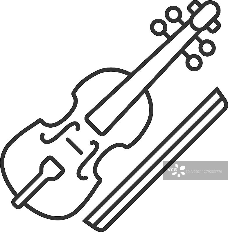 中提琴和琴弓线性图标图片素材