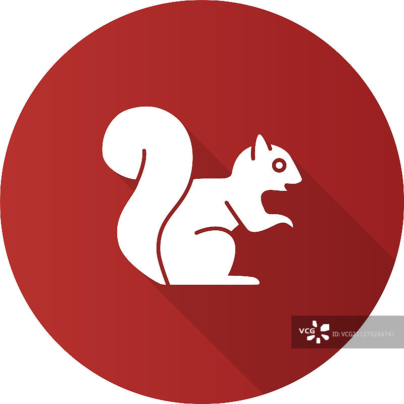 松鼠扁平设计长阴影图标图片素材