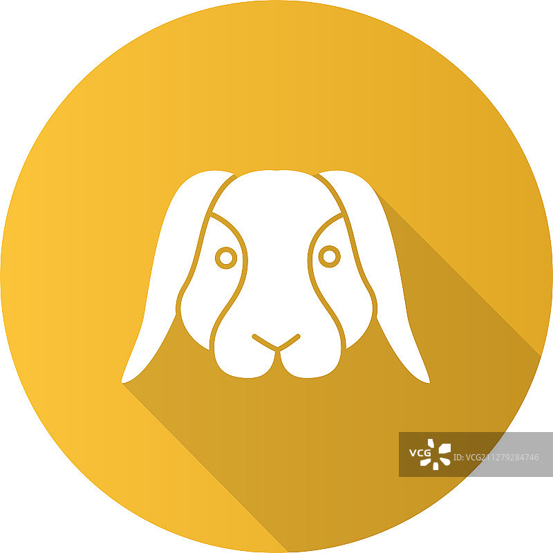 迷你兔扁平设计长阴影glyph图标图片素材