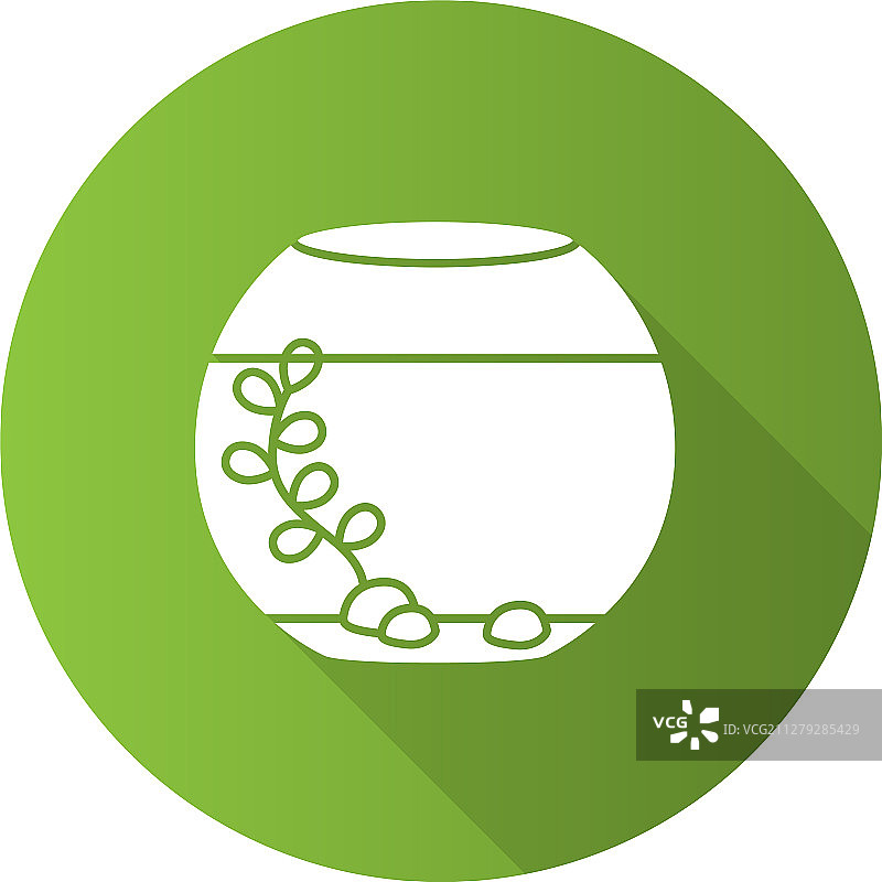 水族馆扁平设计长阴影字形图标图片素材