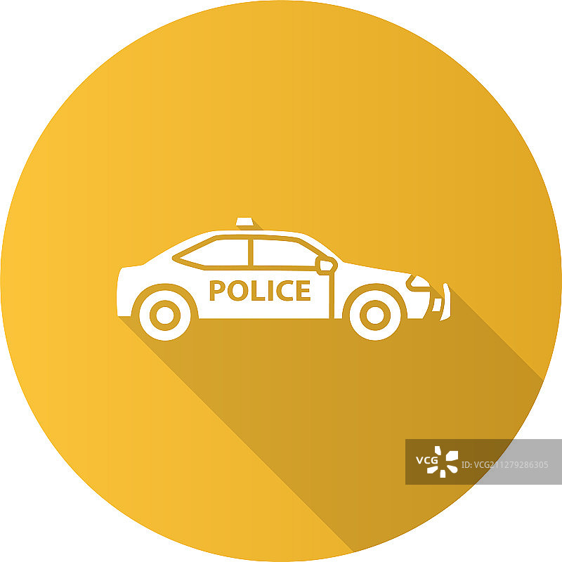 警察车扁平设计长阴影图标图片素材