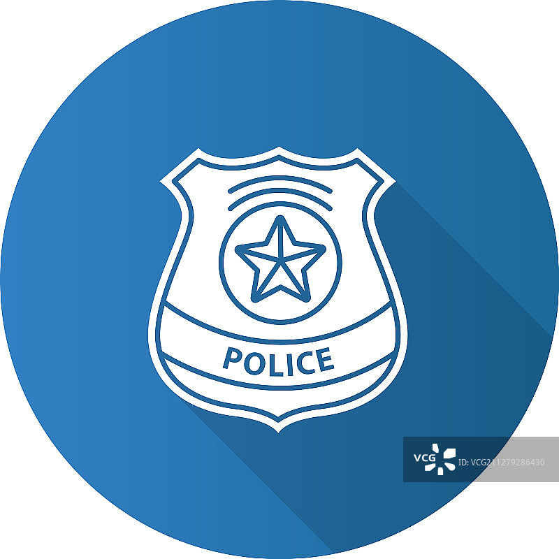 警察徽章扁平设计长阴影图片素材