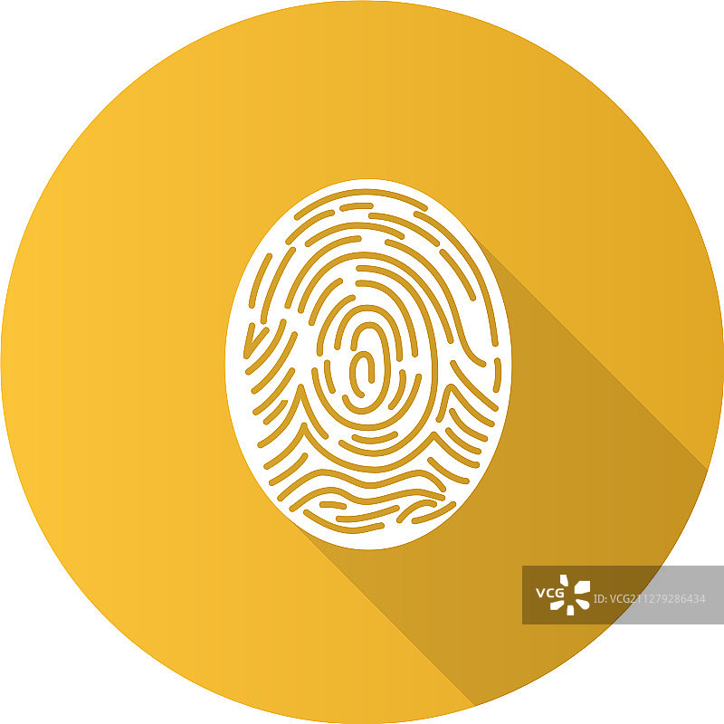指纹扁平设计长阴影标志符号图标图片素材