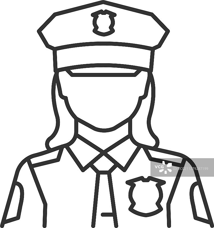 女警察线性图标图片素材