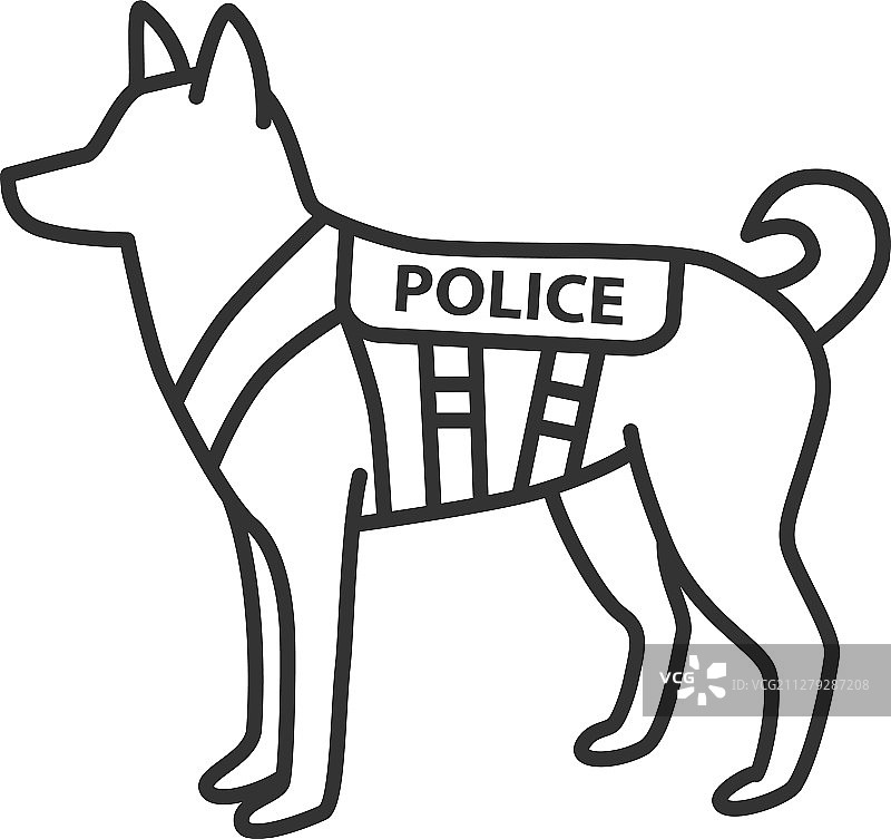 警犬K9线性图标图片素材