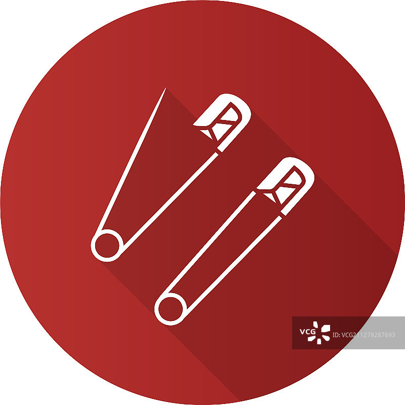 安全别针扁平设计长阴影标志图标图片素材