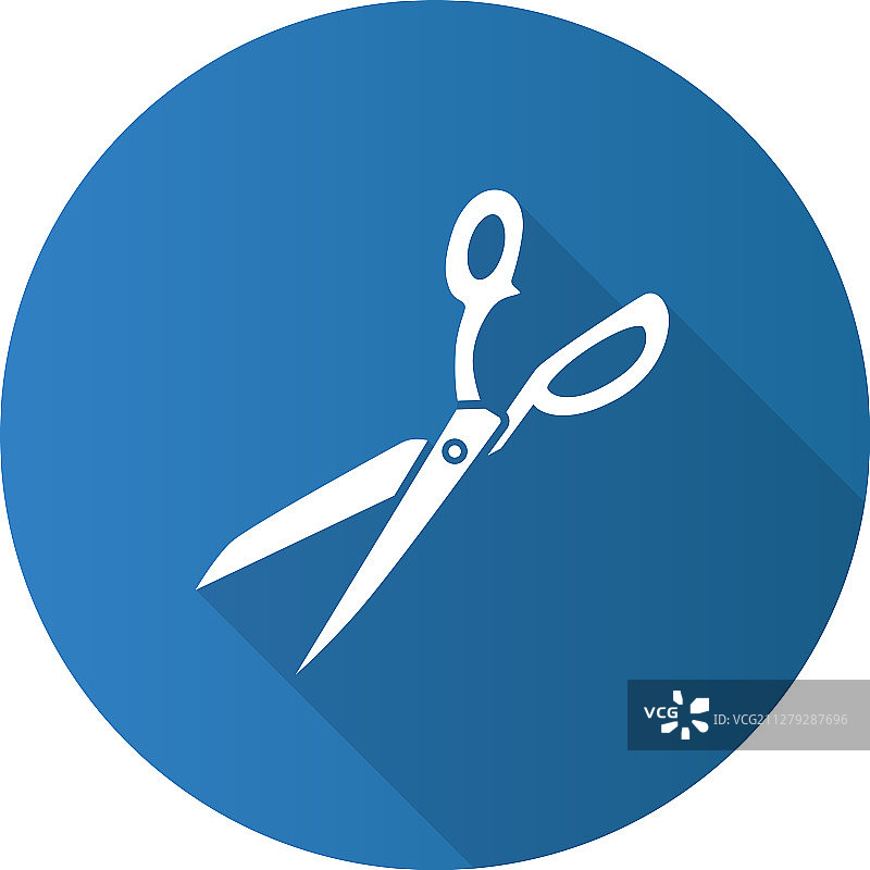 剪布剪刀扁平设计长阴影字形图标图片素材