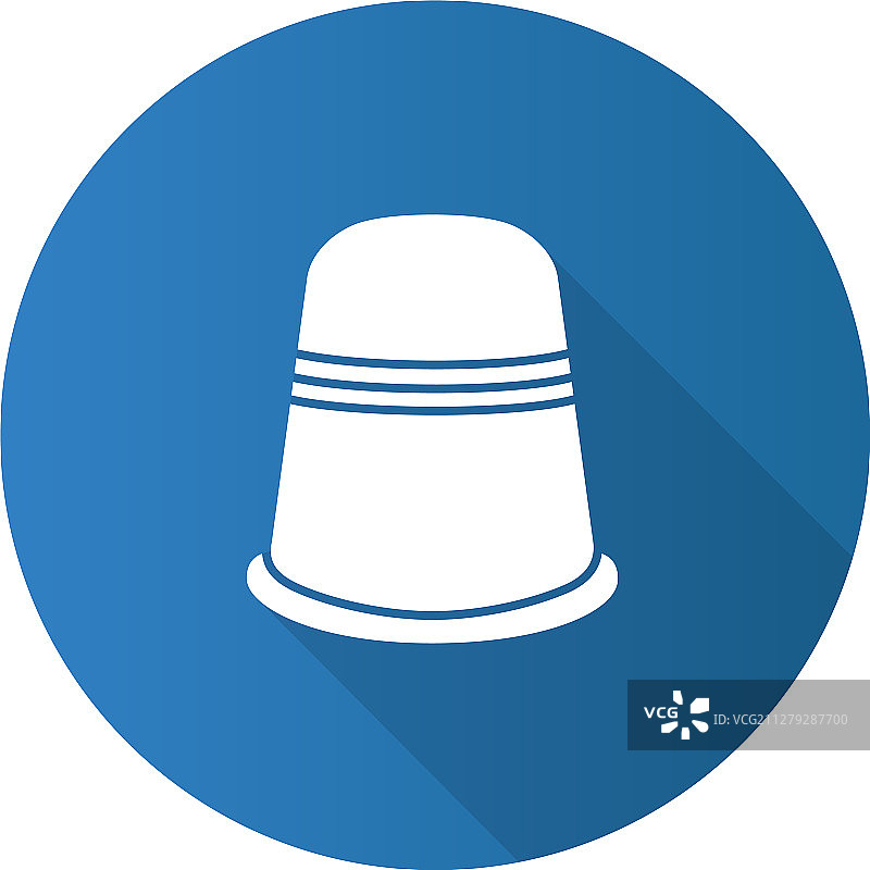 缝纫顶针扁平设计长阴影标志图标图片素材