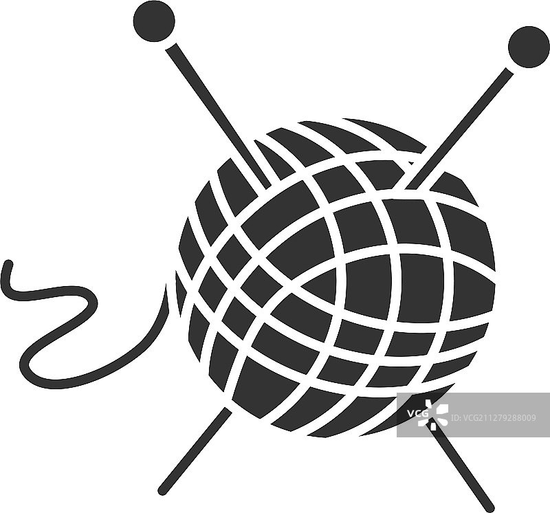 带针织针的毛线球标志符号图标图片素材