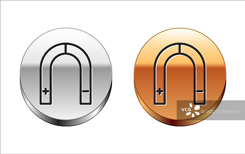 白色背景上的黑色线条磁铁图标图片素材